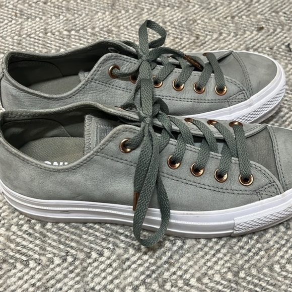 Converse‎ CTAS Clean Lift OX Dark Stucco sage & gold Leather women size 8 - Picture 2 of 10